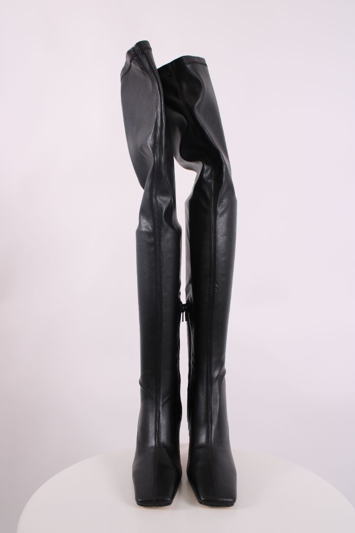 Tony Bianco Fancy Faux Leather Knee Boots Black 3