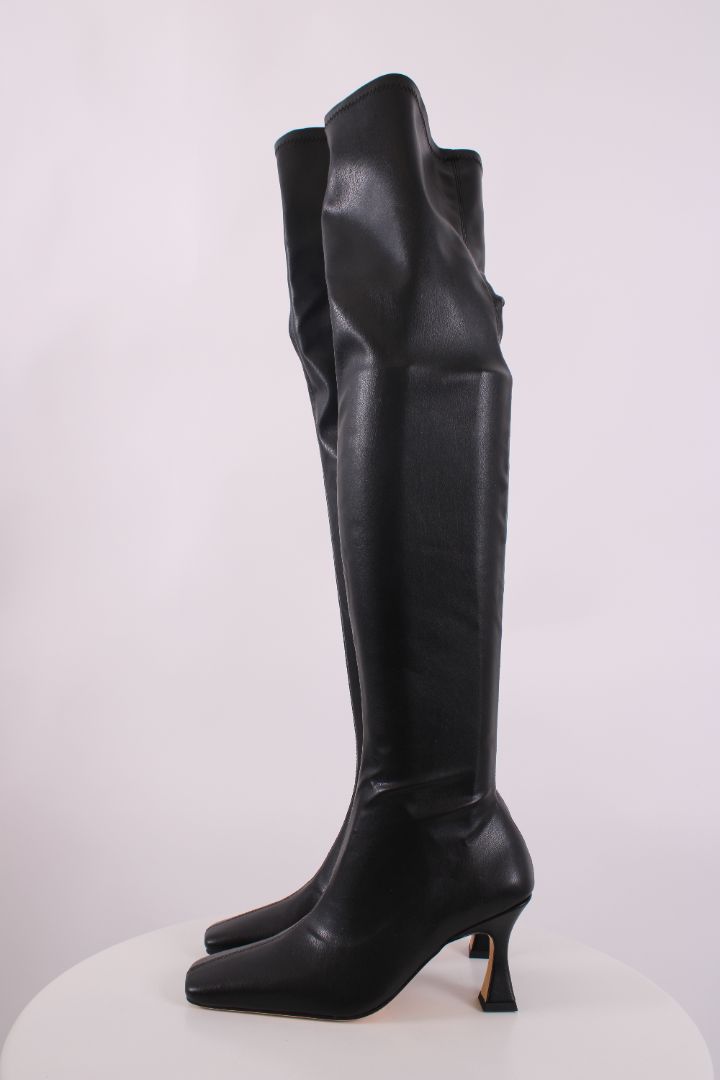 Tony Bianco Fancy Faux Leather Knee Boots Black 3