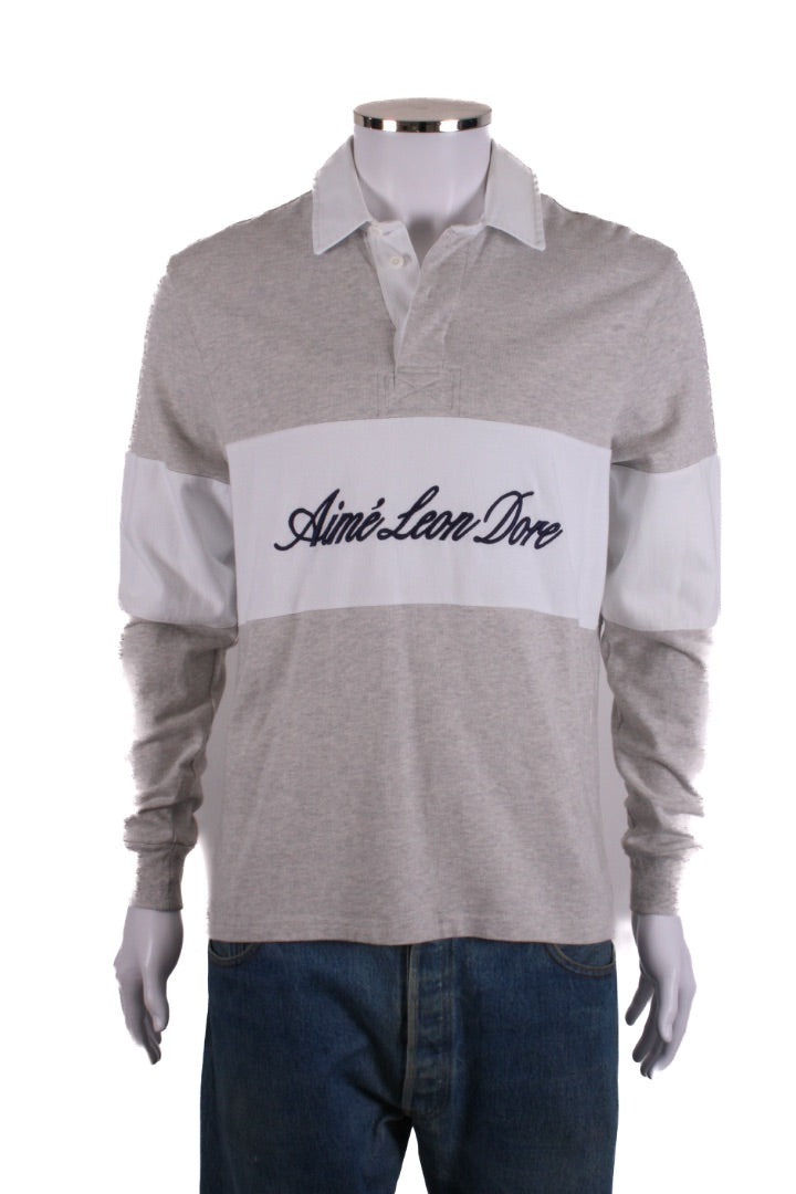 Aime Leon Dore L/S Logo Paneled Rugby Top Grey/ White S