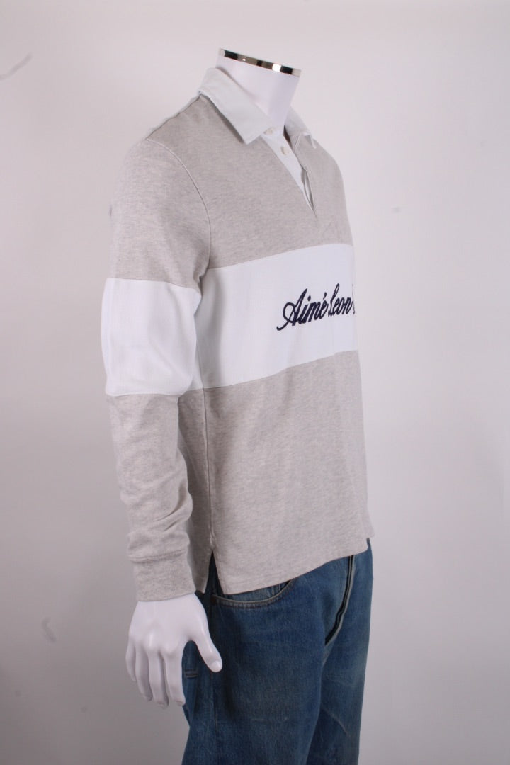 Aime Leon Dore L/S Logo Paneled Rugby Top Grey/ White S