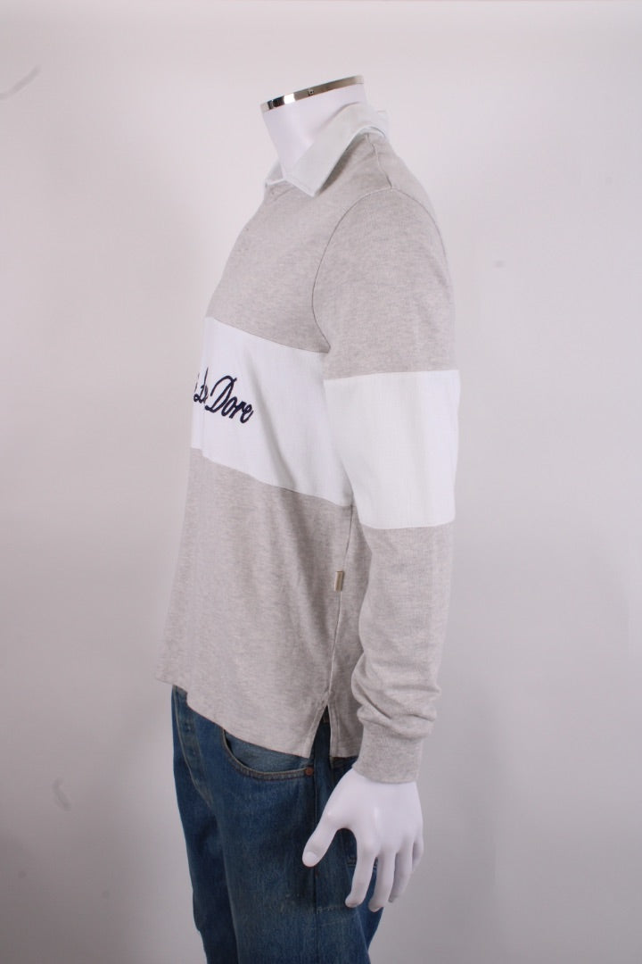 Aime Leon Dore L/S Logo Paneled Rugby Top Grey/ White S