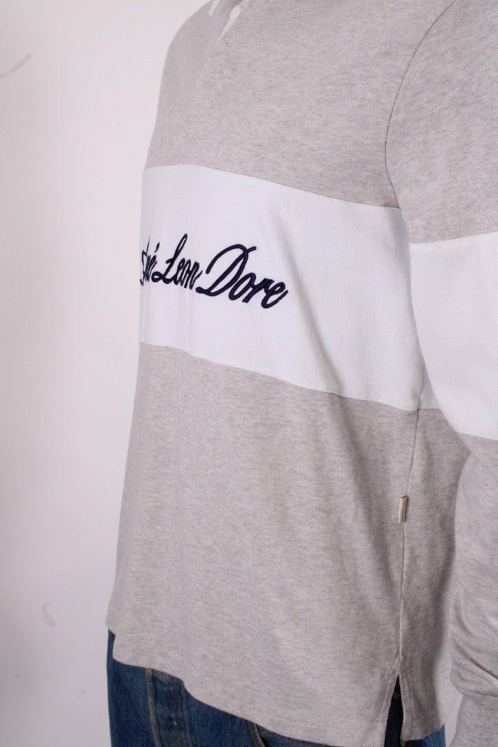 Aime Leon Dore L/S Logo Paneled Rugby Top Grey/ White S