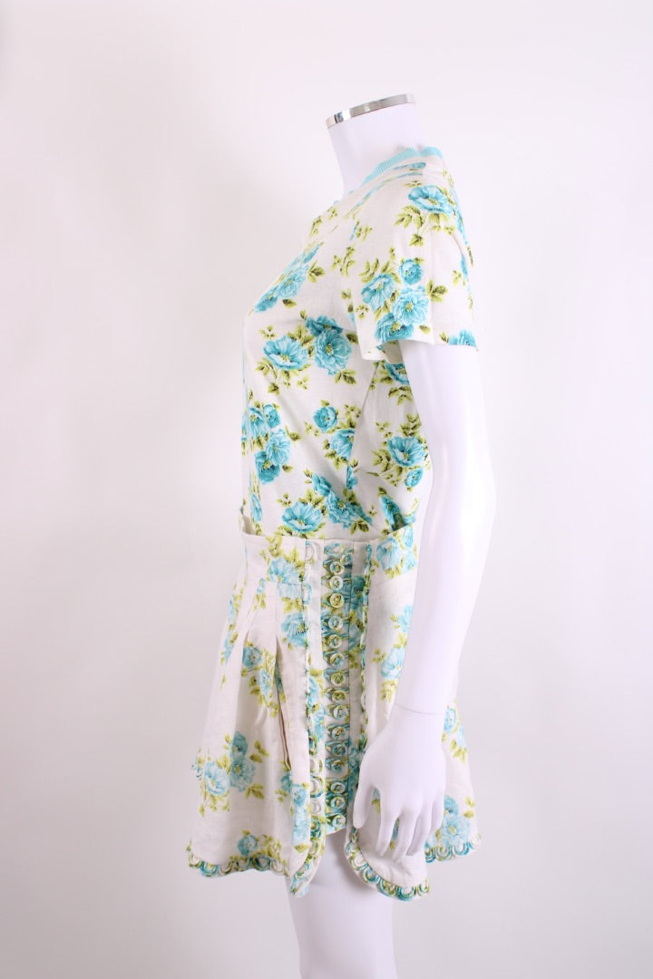 Zimmermann Floral T-shirt/ Shorts Co-Ord White/ Blue S