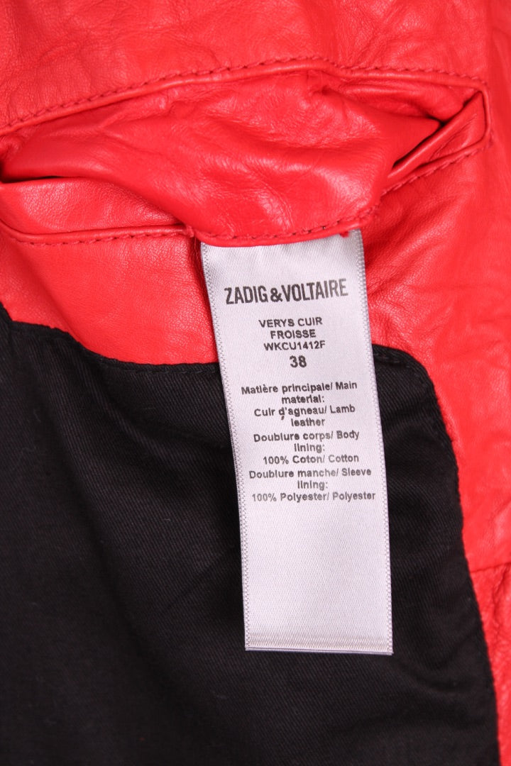 Zadig & Voltaire Leather Jacket Red 10