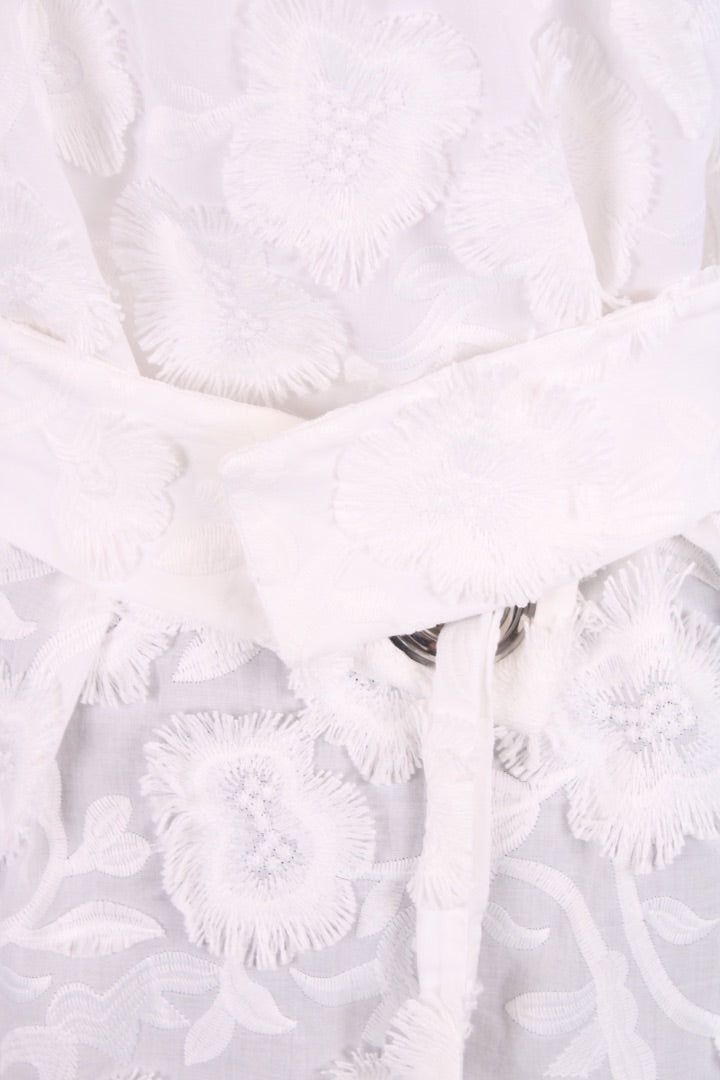 Natan L/S Floral Fringe Shirt Dress White 10