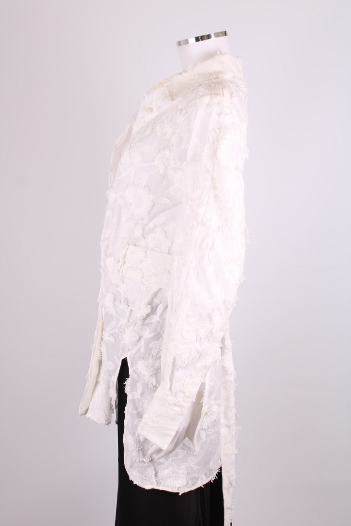 Natan L/S Floral Fringe Shirt Dress White 10