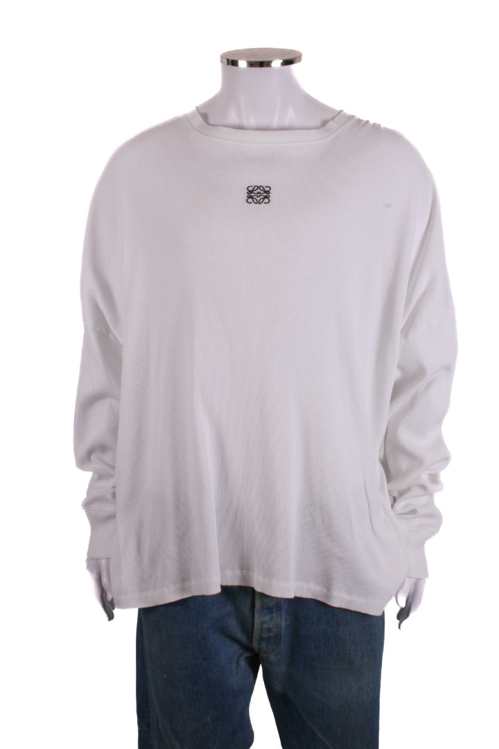 Loewe L/S Embroidered Logo Rib Top White XL