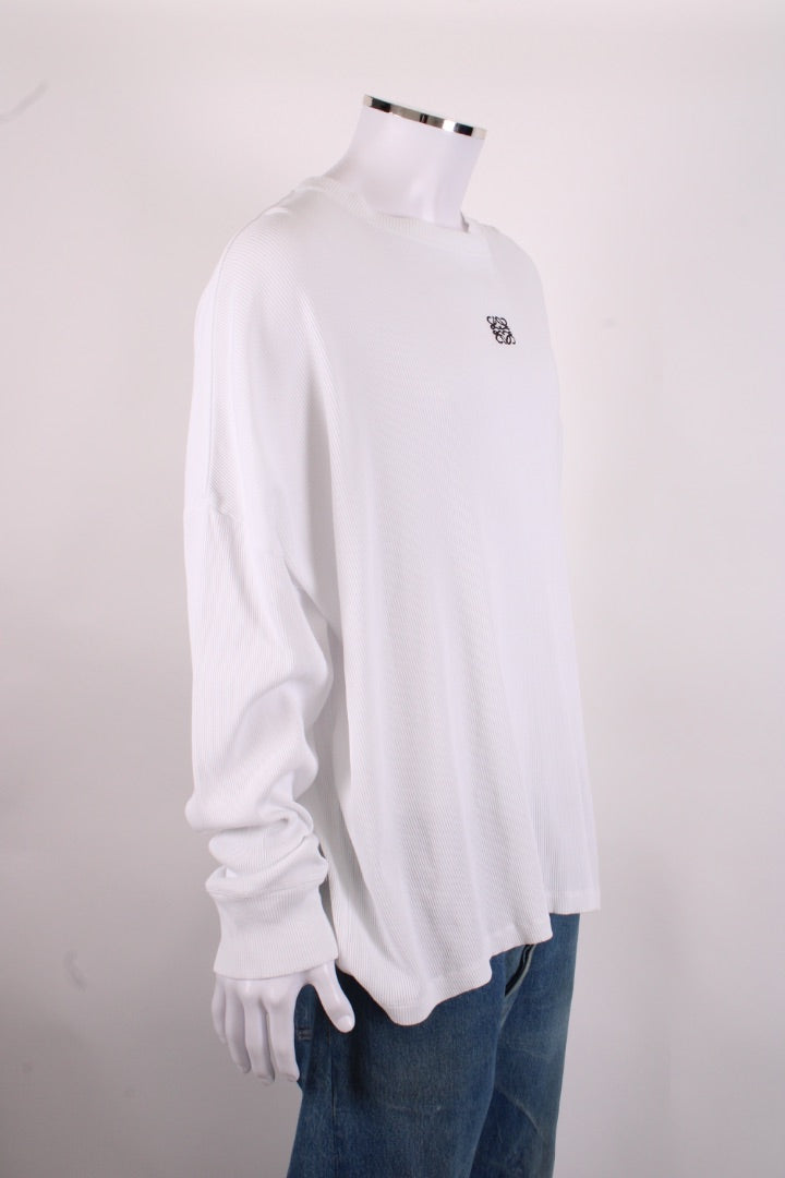 Loewe L/S Embroidered Logo Rib Top White XL