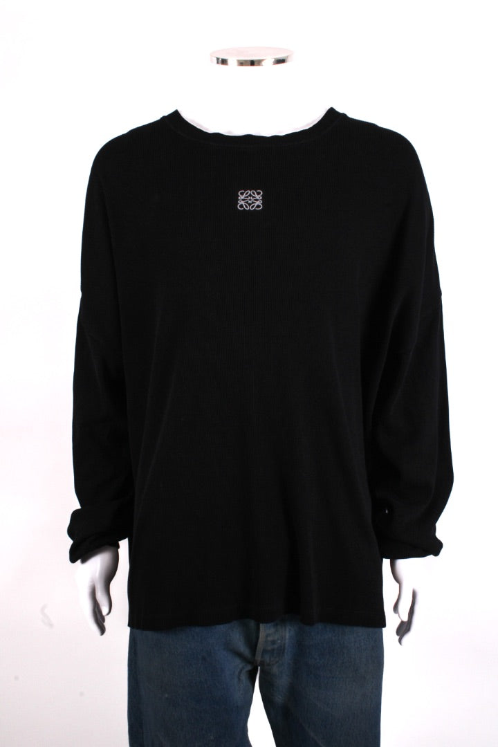 Loewe L/S Embroidered Logo Rib Top Black XL