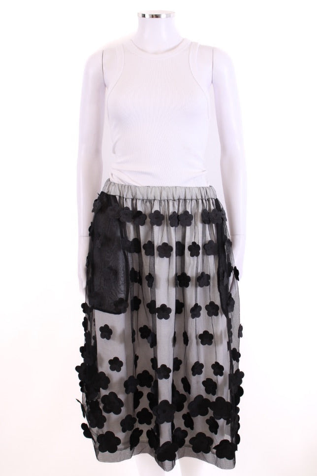 Comme Des Garcons Mesh Layered Flower Skirt White/ Black S