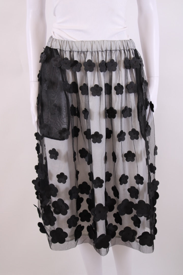 Comme Des Garcons Mesh Layered Flower Skirt White/ Black S