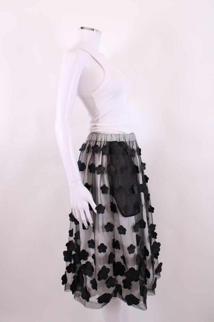 Comme Des Garcons Mesh Layered Flower Skirt White/ Black S