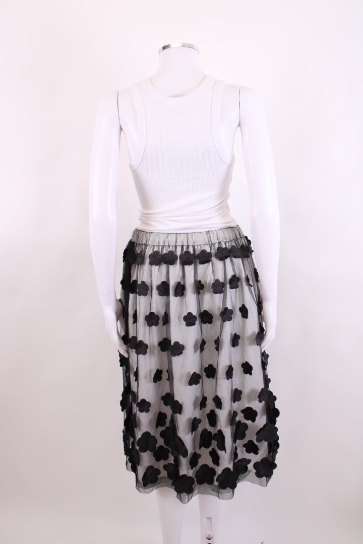 Comme Des Garcons Mesh Layered Flower Skirt White/ Black S