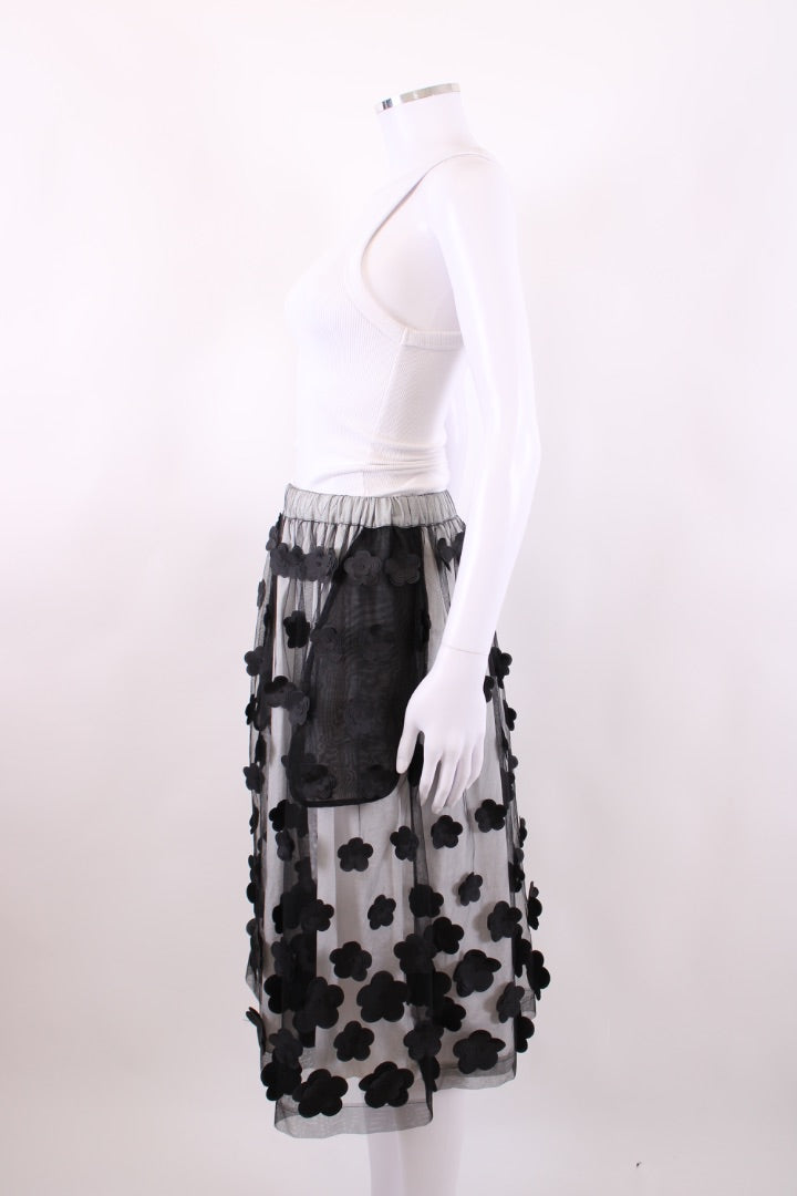 Comme Des Garcons Mesh Layered Flower Skirt White/ Black S