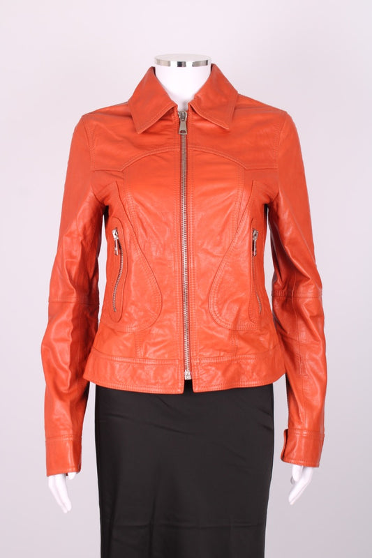 Dolce & Gabbana Leather Jacket Orange S