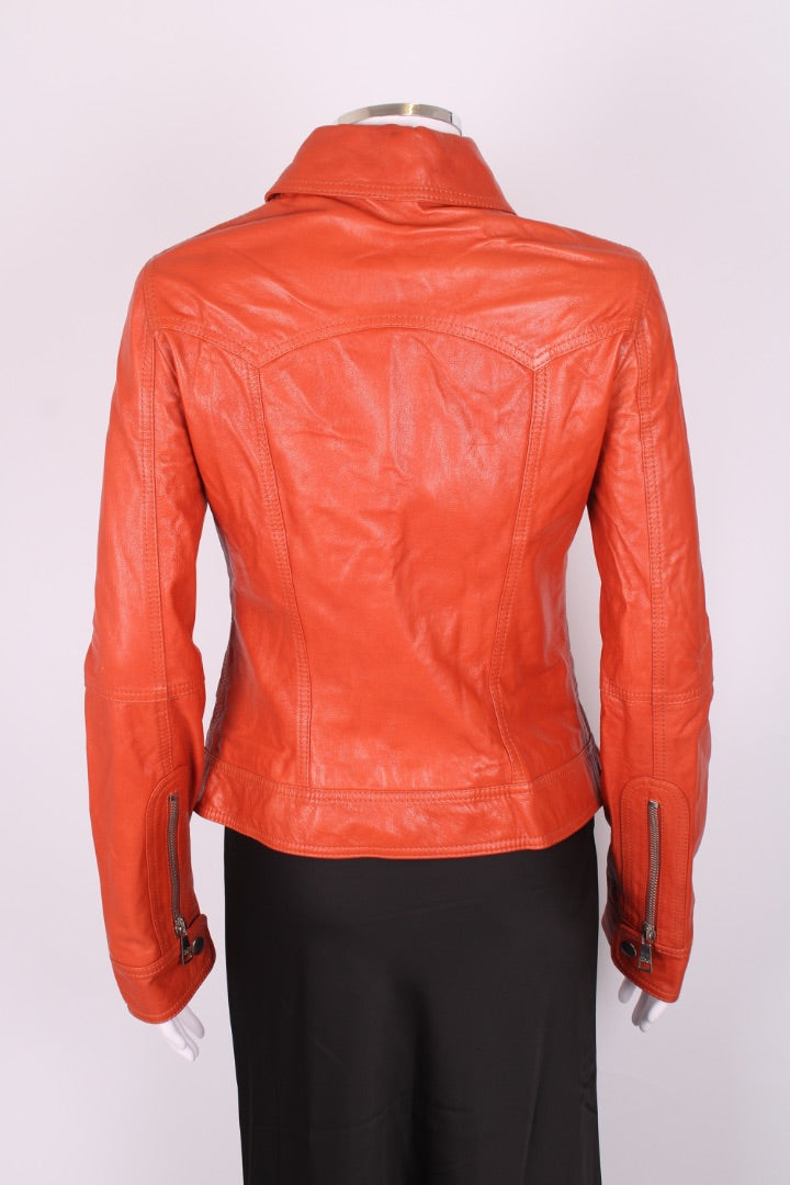 Dolce & Gabbana Leather Jacket Orange S