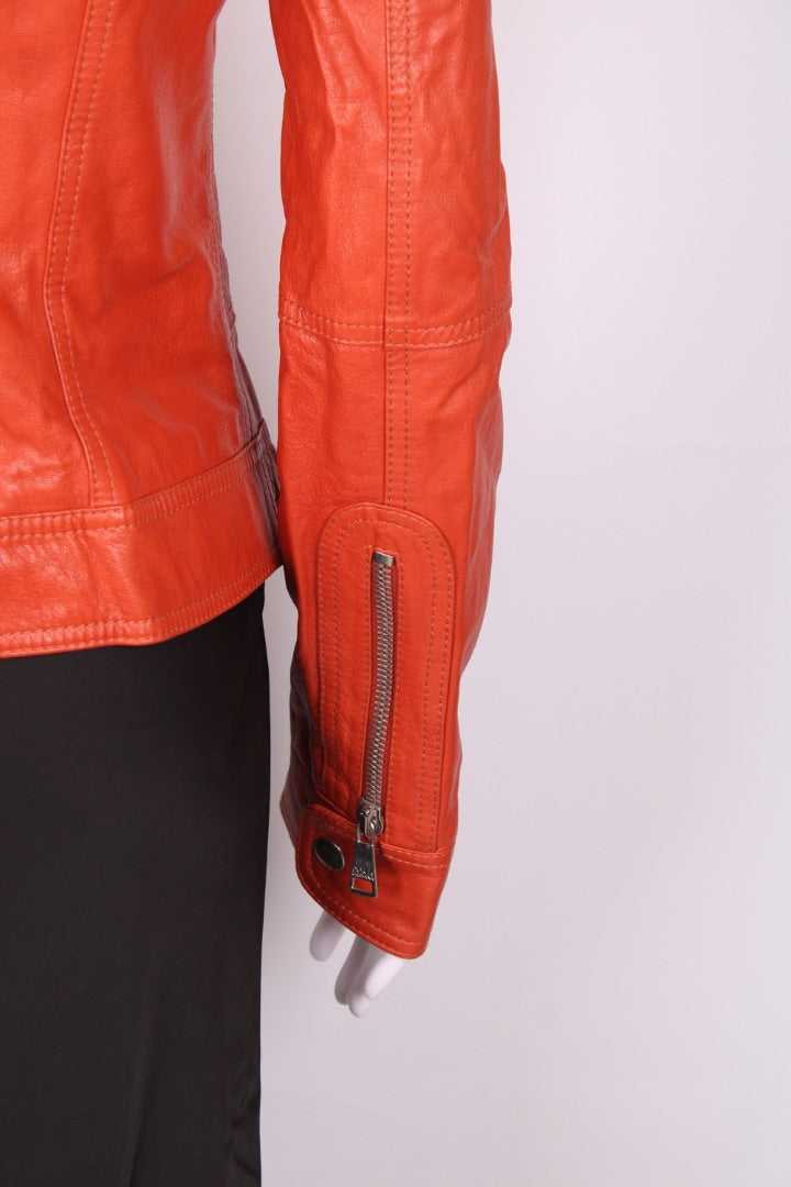 Dolce & Gabbana Leather Jacket Orange S