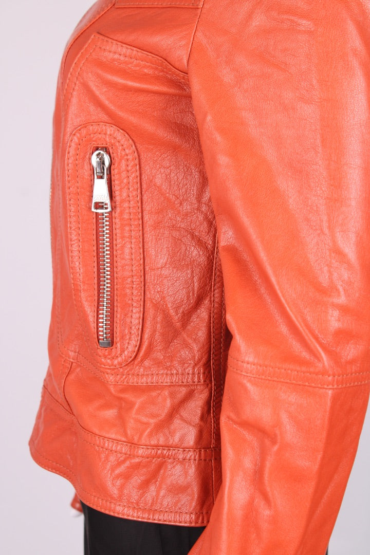 Dolce & Gabbana Leather Jacket Orange S