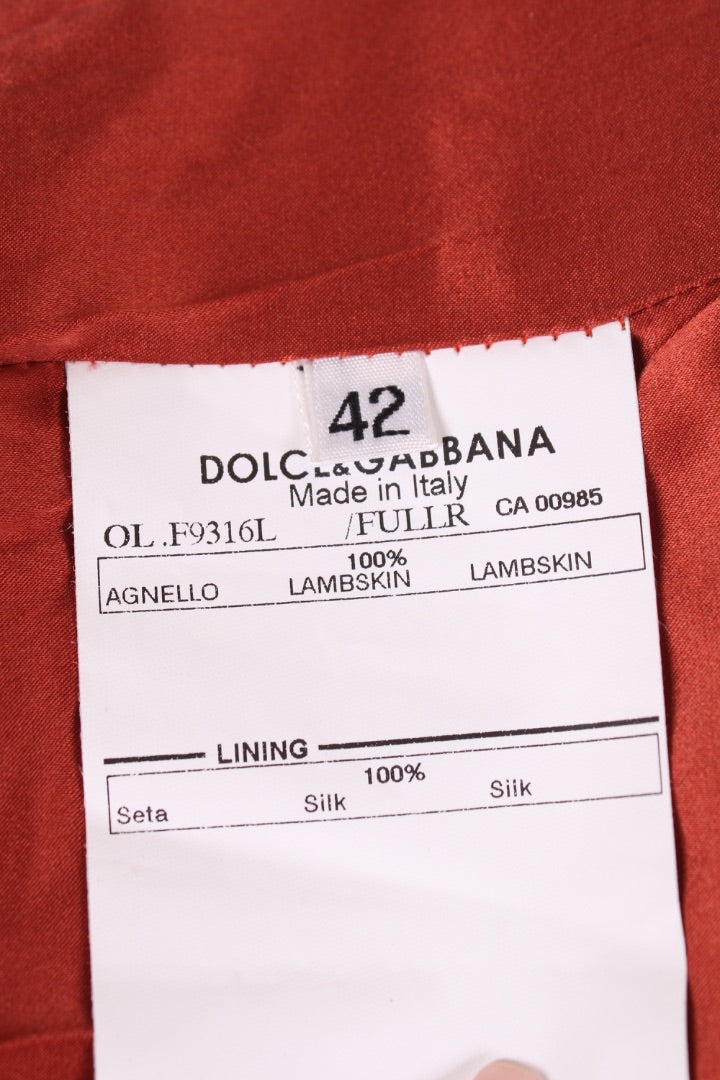 Dolce & Gabbana Leather Jacket Orange S