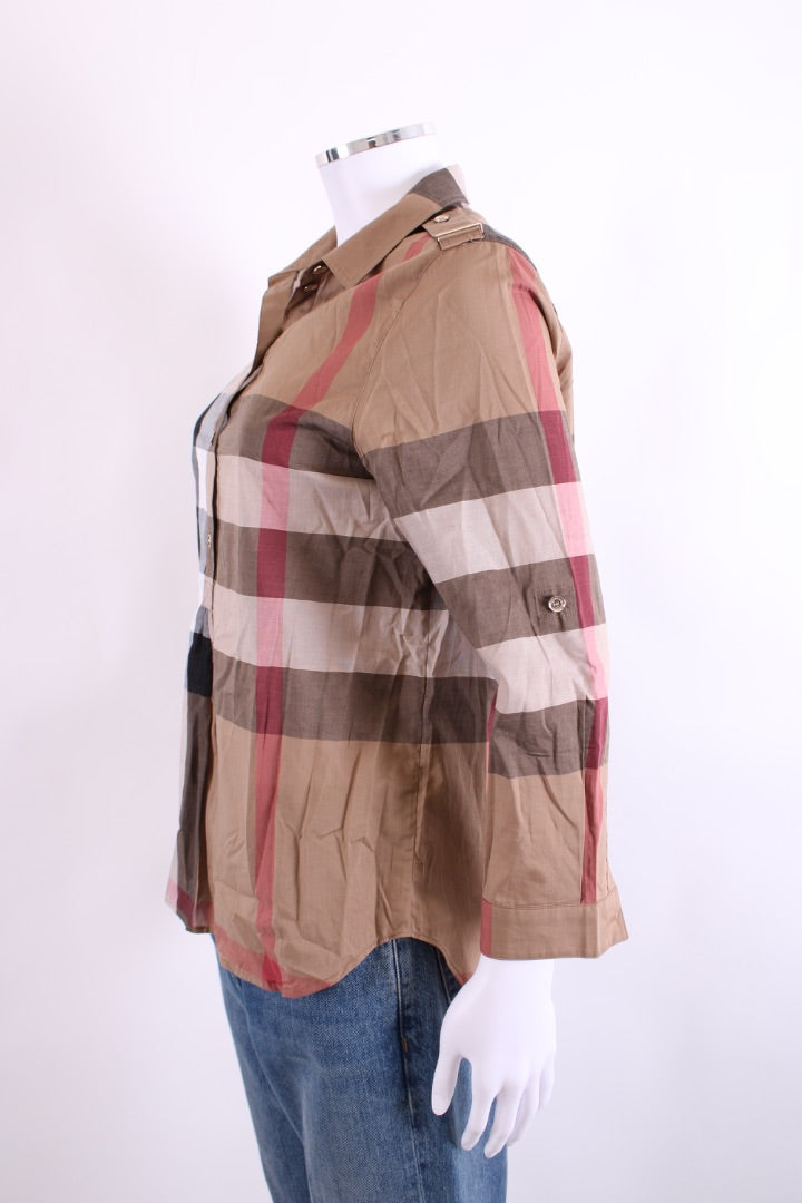 Burberry L/S Check Shirt Brown/ White 8