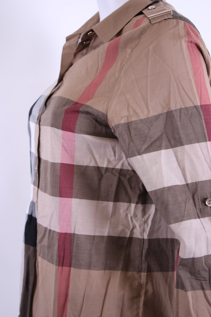 Burberry L/S Check Shirt Brown/ White 8