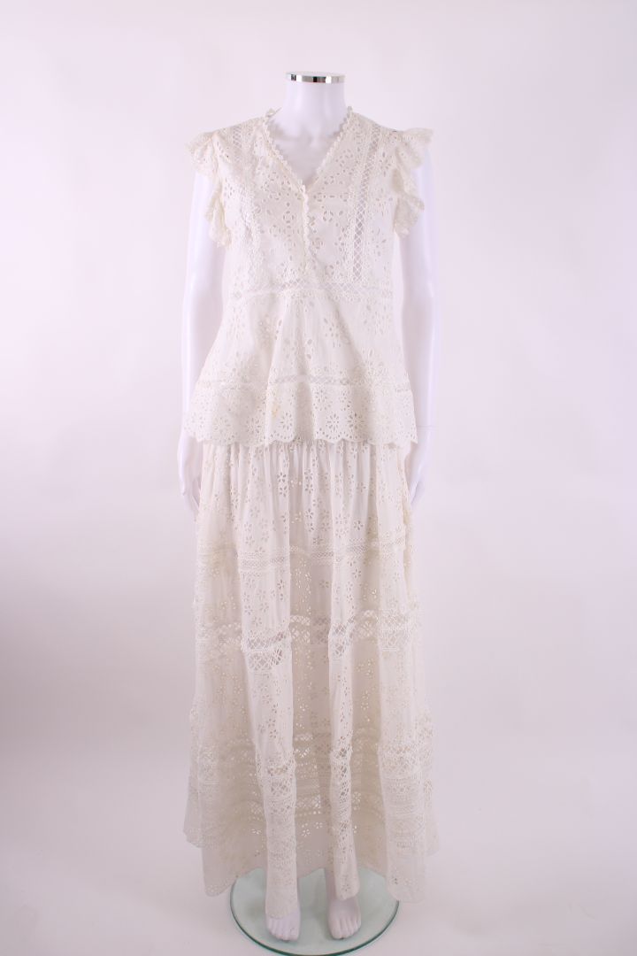 Miss June Broderie Maxi Skirt White s