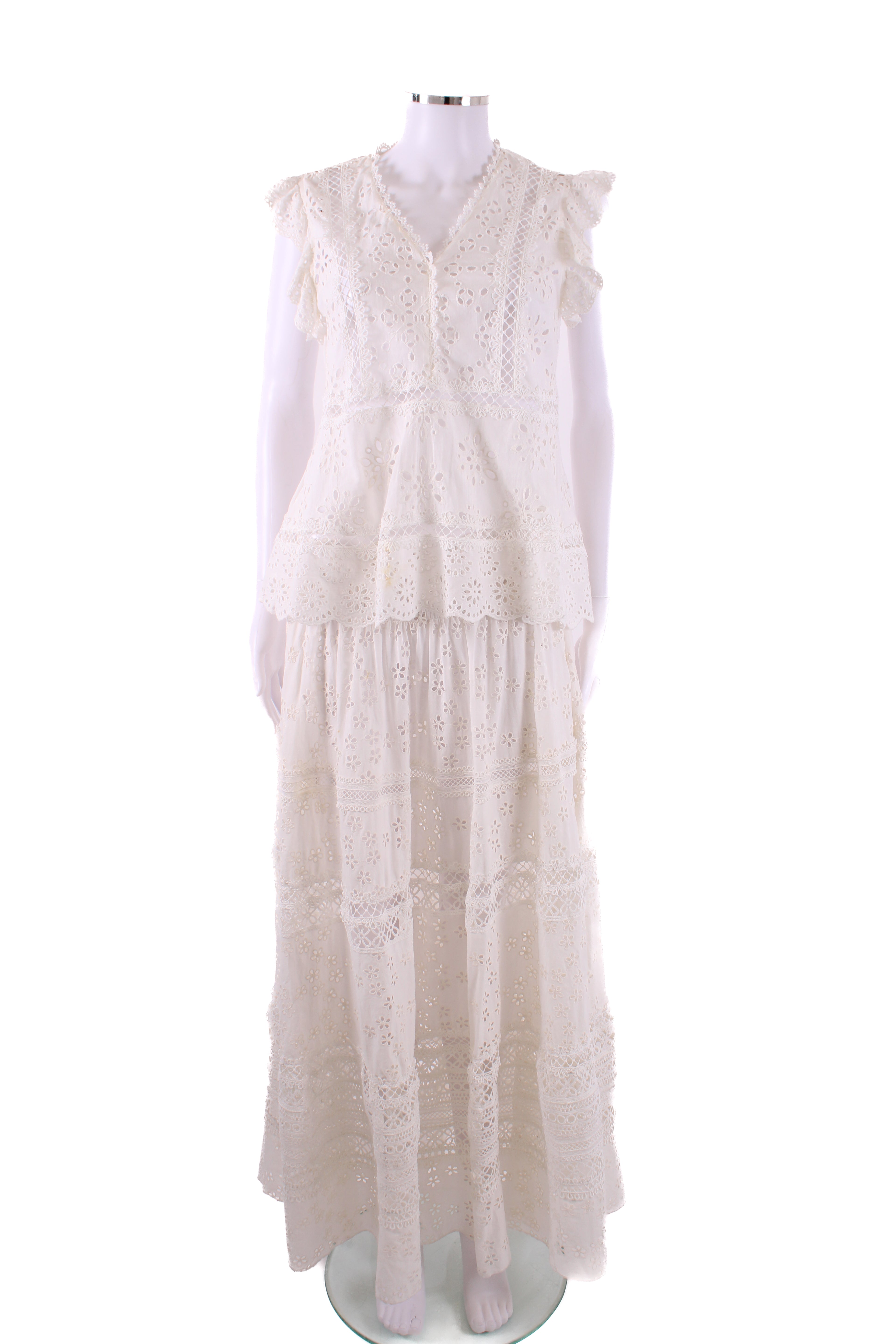 Miss June Broderie Maxi Skirt White s