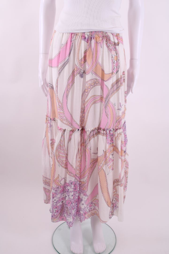 Emilio Pucci Floral Print Skirt White/ Pink 6