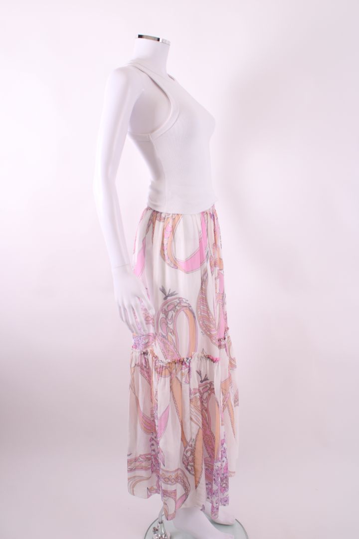 Emilio Pucci Floral Print Skirt White/ Pink 6