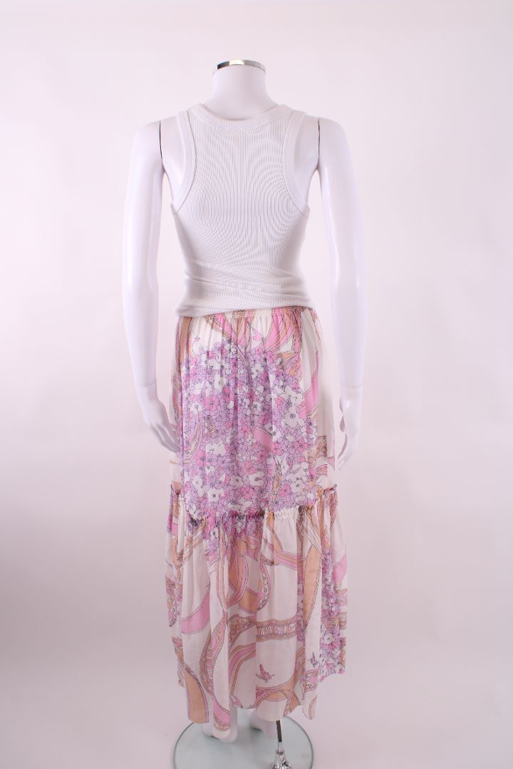 Emilio Pucci Floral Print Skirt White/ Pink 6