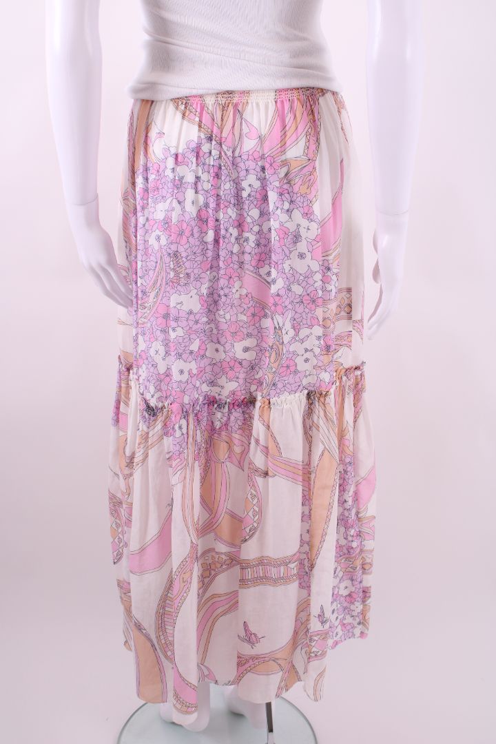 Emilio Pucci Floral Print Skirt White/ Pink 6