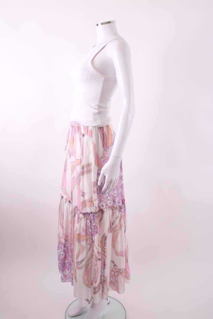 Emilio Pucci Floral Print Skirt White/ Pink 6