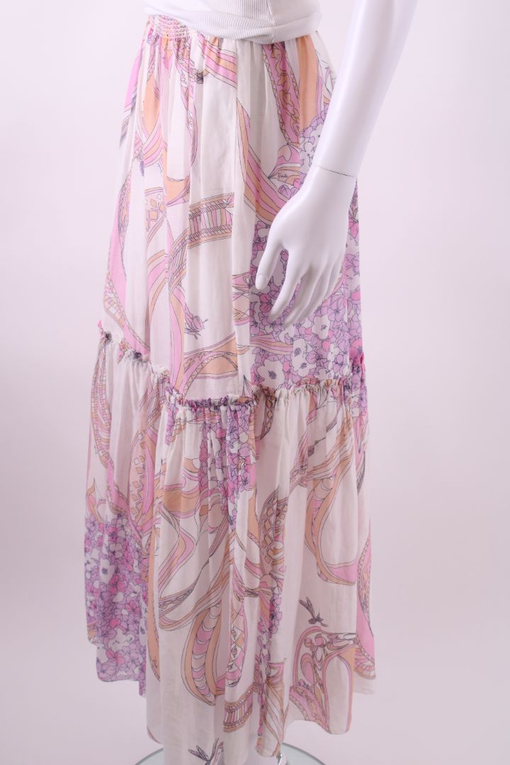 Emilio Pucci Floral Print Skirt White/ Pink 6