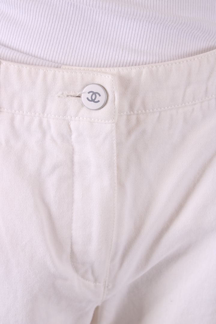 Chanel Camillia Cut Out Jeans White 12
