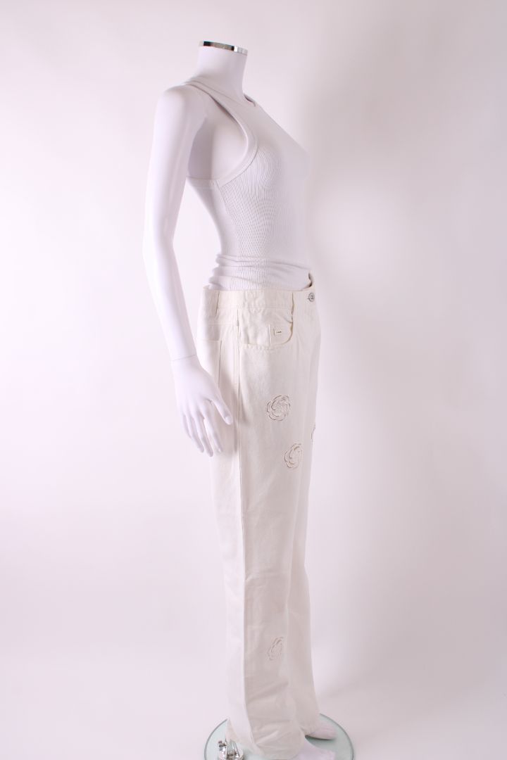 Chanel Camillia Cut Out Jeans White 12