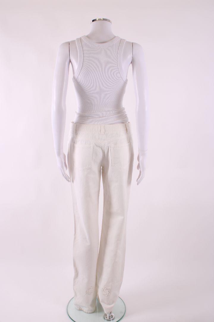 Chanel Camillia Cut Out Jeans White 12