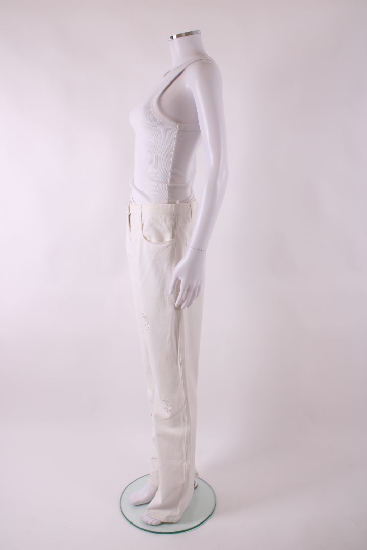 Chanel Camillia Cut Out Jeans White 12