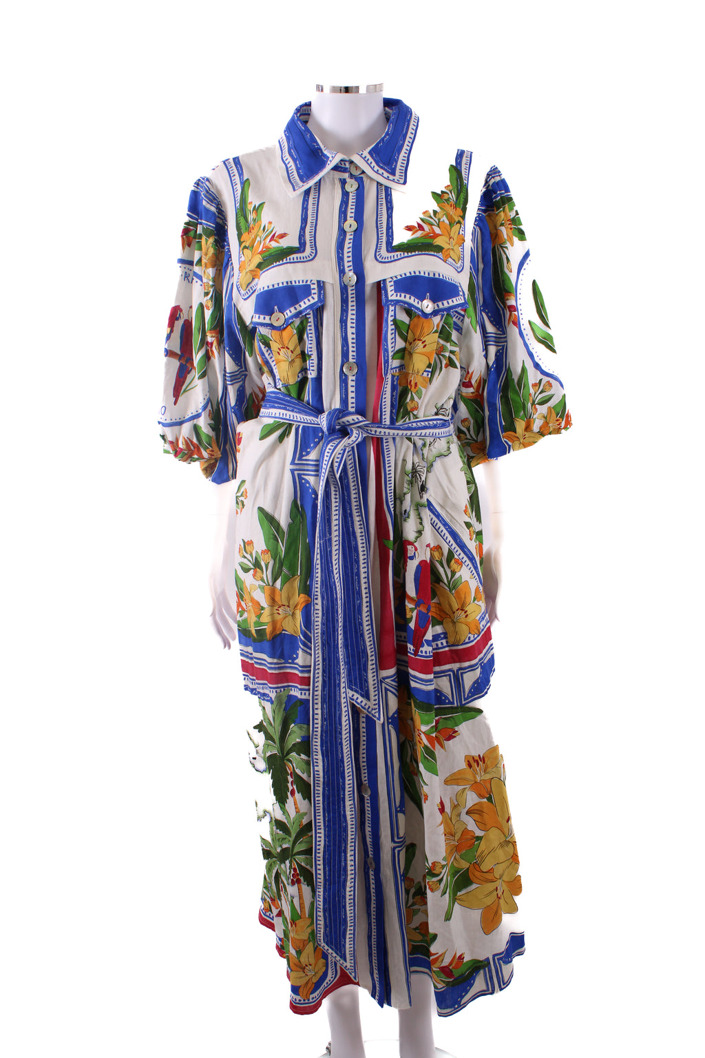 Farm Rio Printed Shirt Dress Blue/ White XL