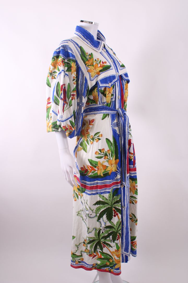 Farm Rio Printed Shirt Dress Blue/ White XL