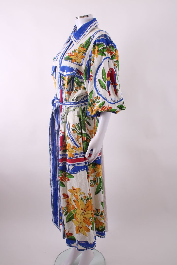 Farm Rio Printed Shirt Dress Blue/ White XL