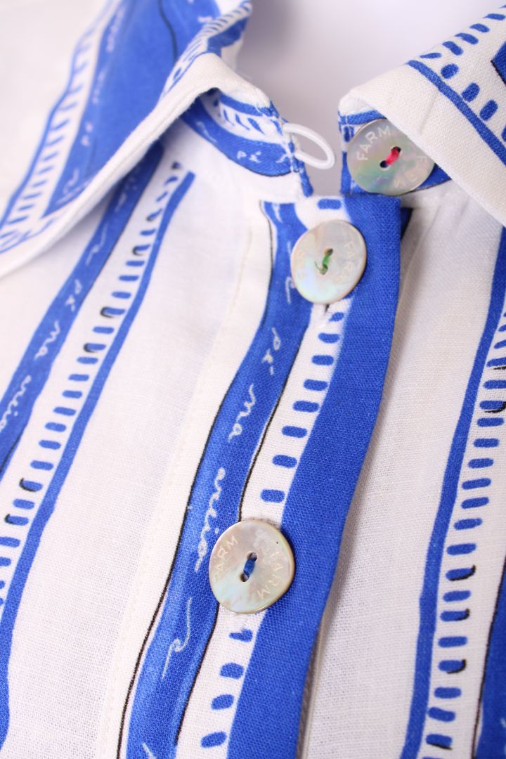 Farm Rio Printed Shirt Dress Blue/ White XL