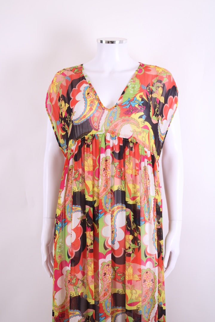 D&G Beachwear S/S Paisley Print Dress Orange/ Yellow S