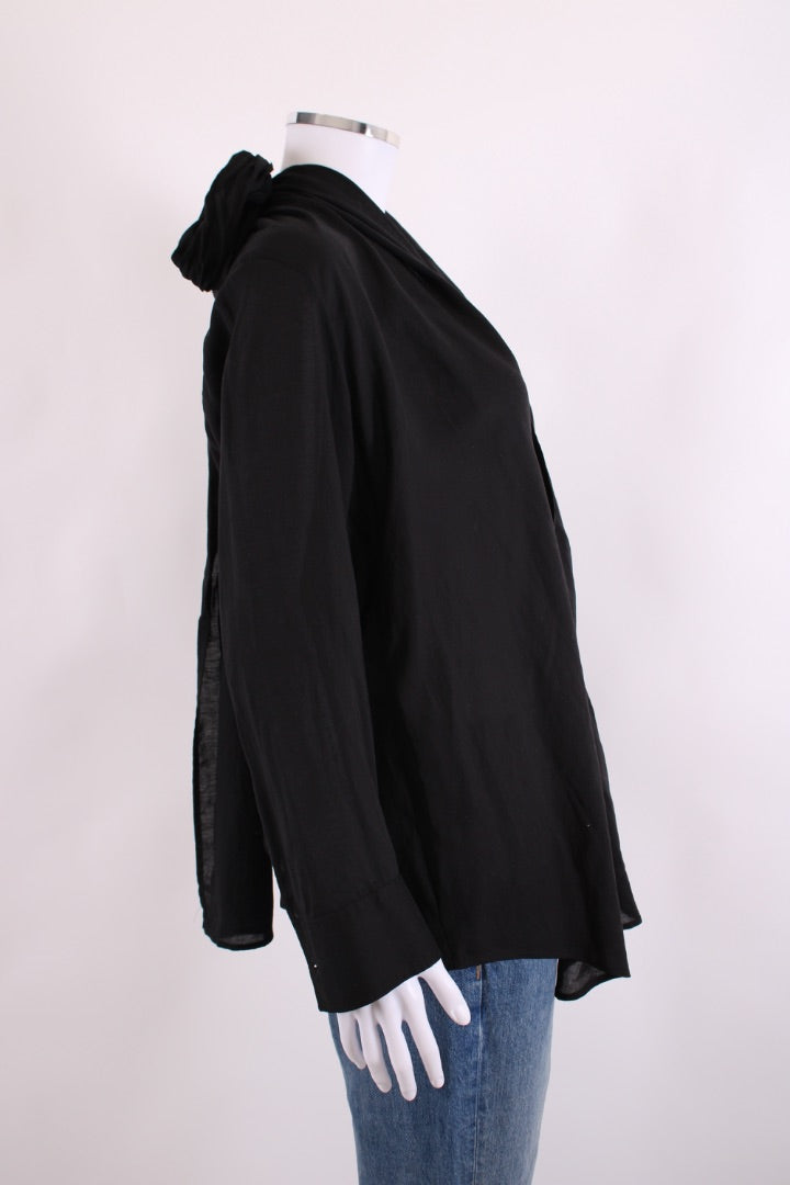 Yohji Yamamoto Collections L/S Pussy Bow Shirt Black M