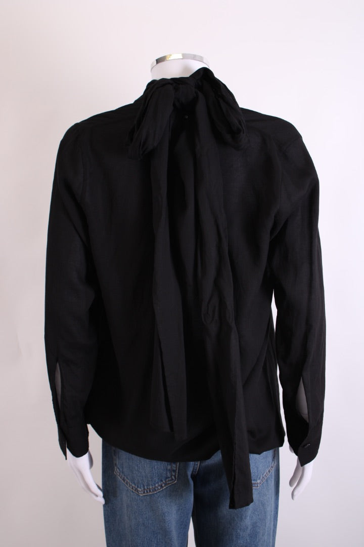 Yohji Yamamoto Collections L/S Pussy Bow Shirt Black M