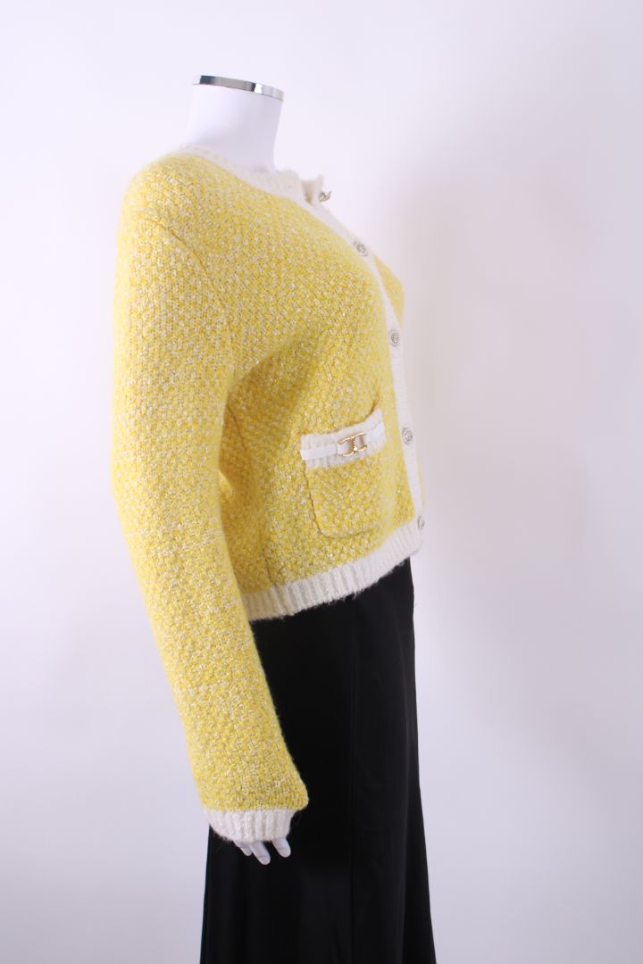 Maje Boucle Cardigan Yellow/ Cream S