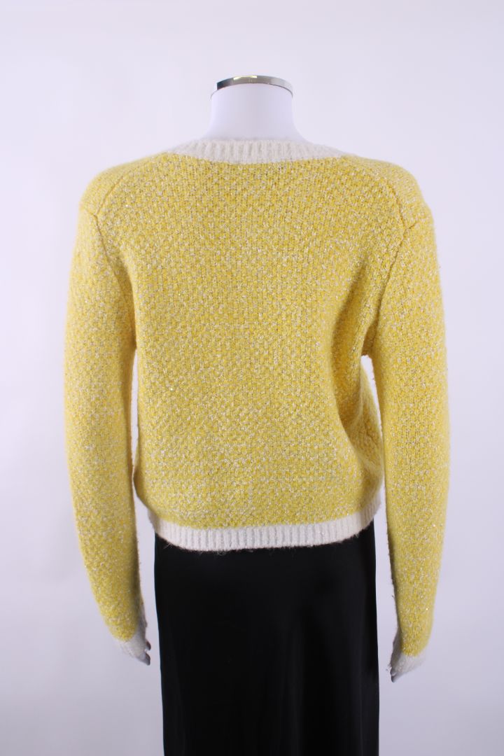 Maje Boucle Cardigan Yellow/ Cream S