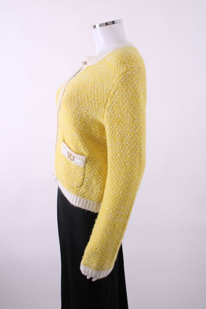 Maje Boucle Cardigan Yellow/ Cream S