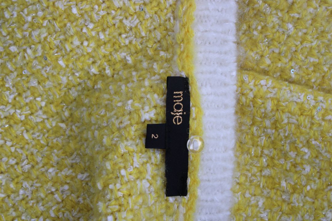 Maje Boucle Cardigan Yellow/ Cream S