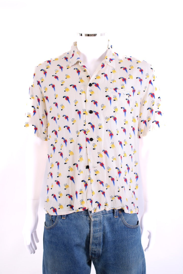 Saint Laurent S/S Print Shirt White/ Blue M