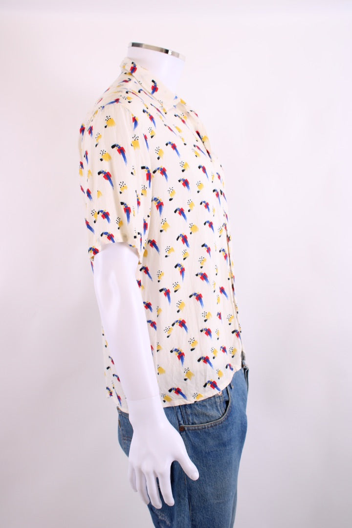 Saint Laurent S/S Print Shirt White/ Blue M